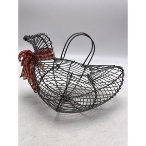 Chicken Egg Gathering Basket Wire Hand Made Farmhouse Country Vintage Primitive